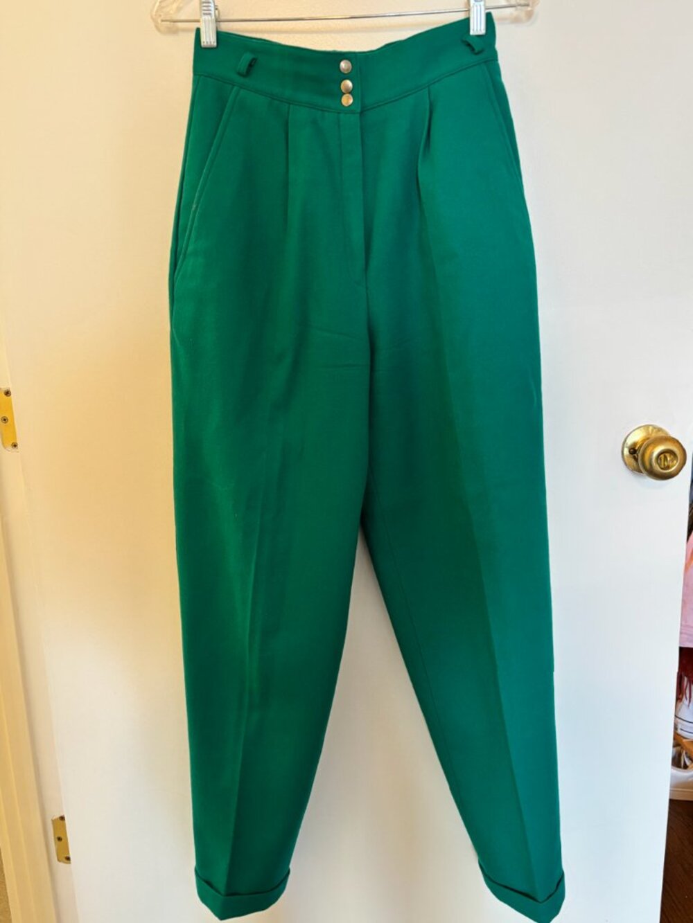 Women's Green Wool Tapered Trousers 80's Vintage from Jack Winter
